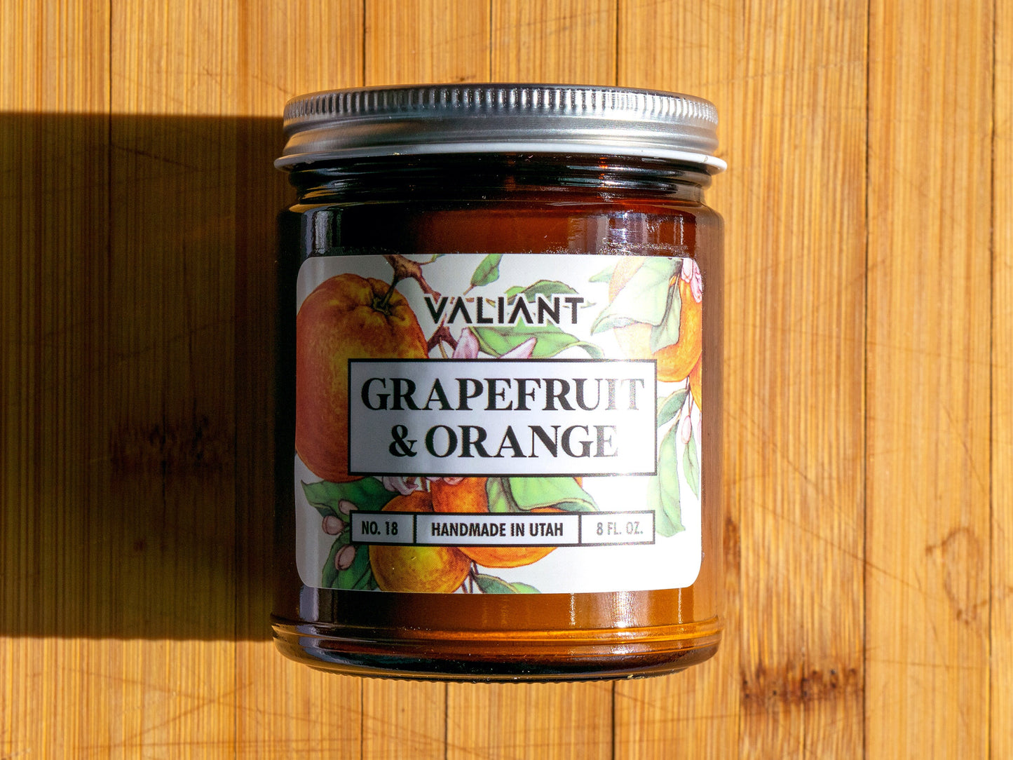 Grapefruit & Orange Botanical Candle in Amber Glass