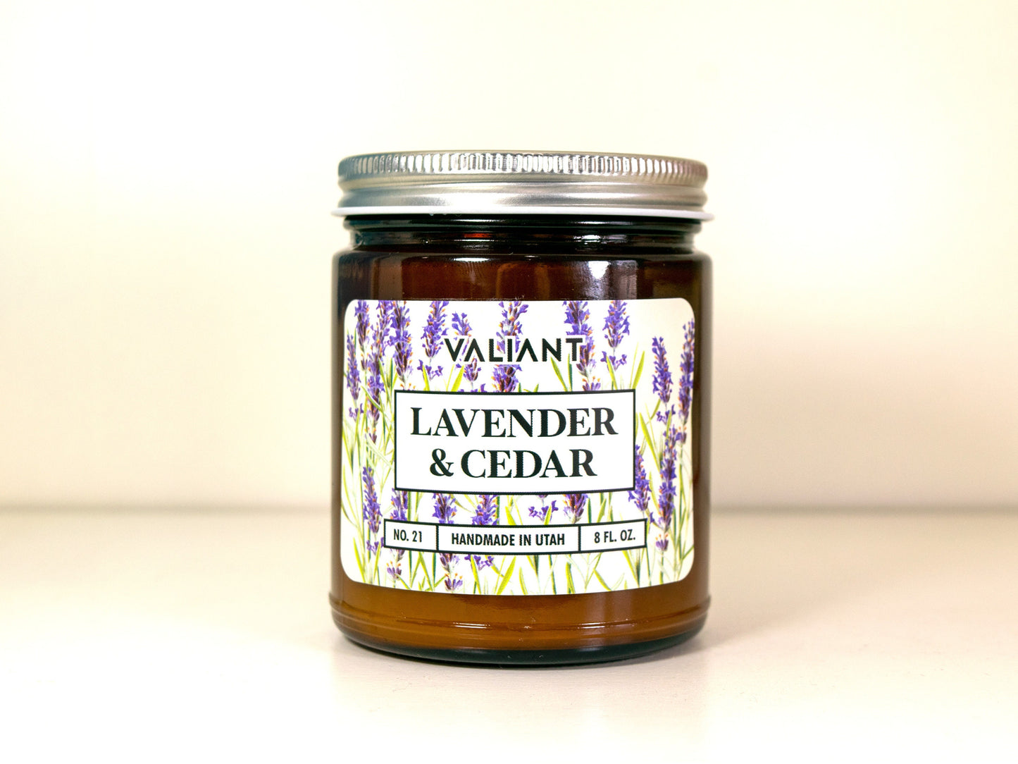 Lavender & Cedar Botanical Candle in Amber Glass