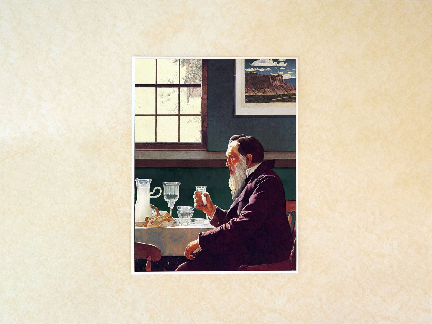 Brigham Young Drinking a Glass of Milk