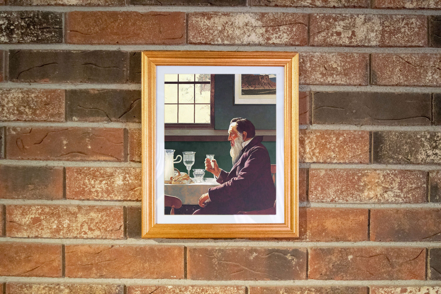 Brigham Young Drinking a Glass of Milk
