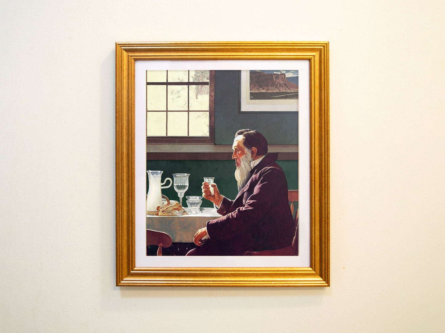 Brigham Young Drinking a Glass of Milk