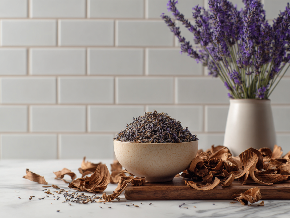 Lavender & Cedar Botanical Candle in Amber Glass