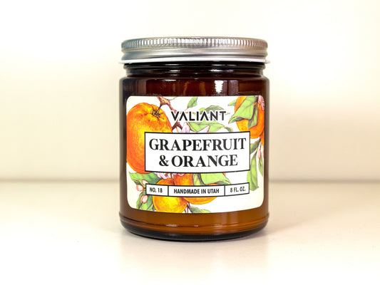 Grapefruit & Orange Botanical Candle in Amber Glass